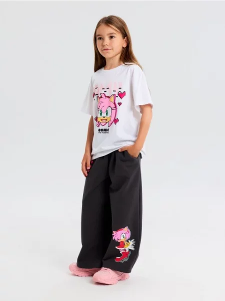 Sinsay kalhoty wide leg Sonic the Hedgehog šedá
