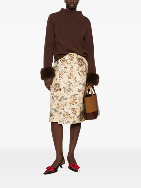 Fustă midi Kenzo de mătase cu model floral cu imagine