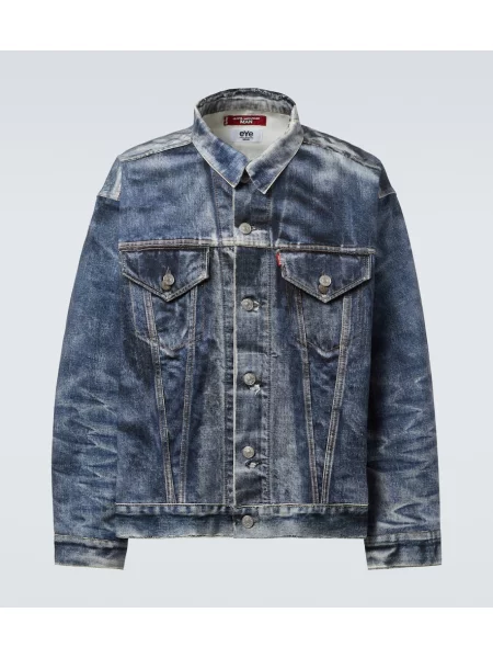Geacă de blugi Junya Watanabe cu imagine albastru