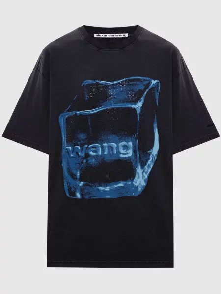 Футболка Crystal Graphic з кристалами Alexander Wang чорна