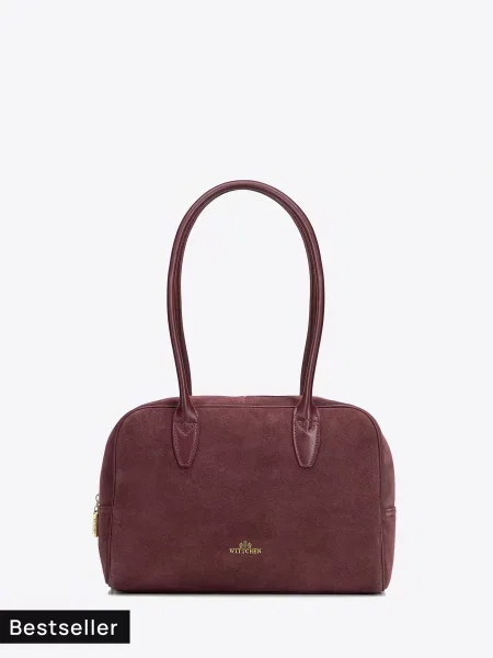 Shopperka ze skóry naturalnej i zamszu burgund
