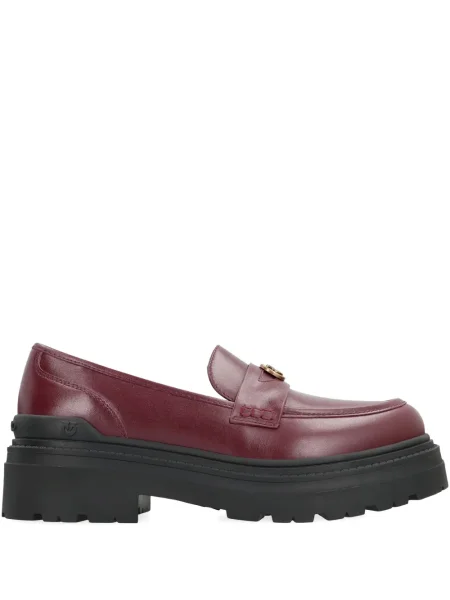 Pantofi loafer Pinko din piele cu platformă roșu