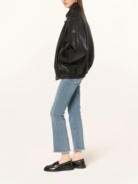Good American Krátké Džíny Good Legs Straight Split Pockets blue modré