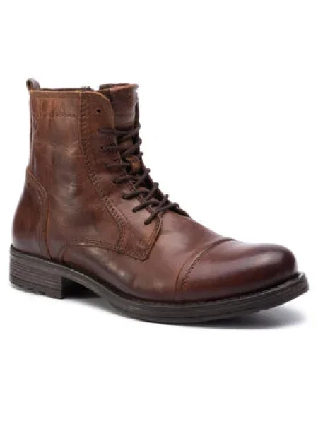 JACK & JONES Šnurovacie čižmy Russel' hnedá