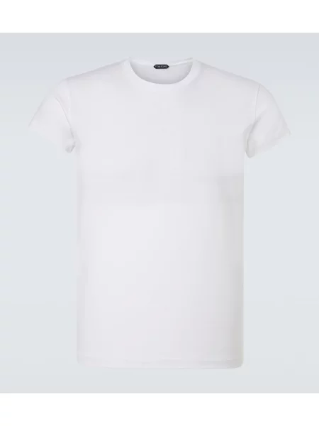 Tricou Tom Ford din jerseu alb