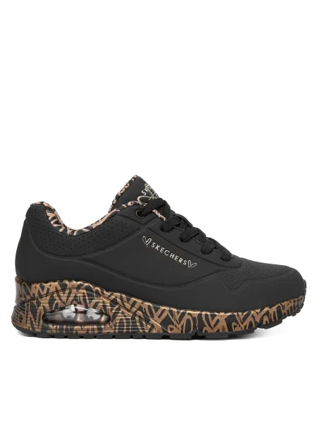 SKECHERS Rövid szárú sportcipők UNO LOVING LOVE brokát fekete