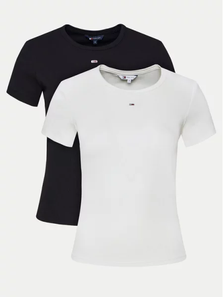 Tommy Jeans basic tričko dámske s elastanom čierna
