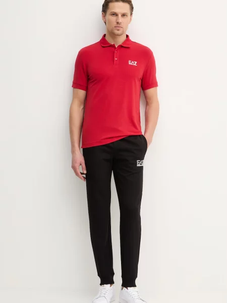 Emporio Armani polo majica z elastanom rdeča