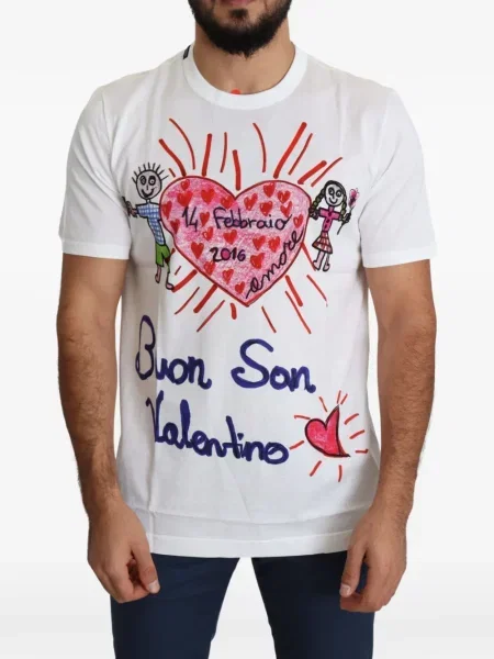 Tricou Dolce & Gabbana cu imagine cu decolteu rotund alb