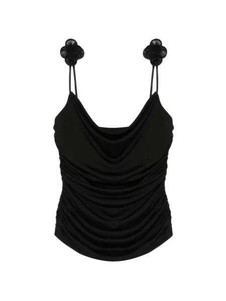 Top David Koma w kwiatki z naszywkami czarny