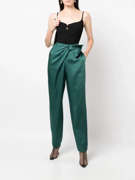 Pantaloni Alberta Ferretti cu funde conici verde