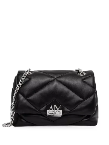 Matlasat geantă Armani Exchange cu autograf negru