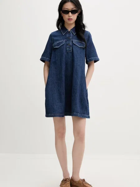 Tommy Jeans Džínsové šaty Tmavomodrá modrá