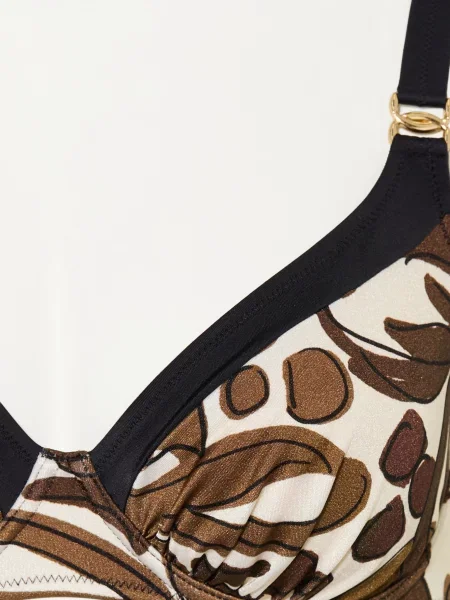 Charmline Bikiny S Kosticemi Ornament Grace khaki / režná černá