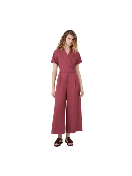 Lniany kombinezon Weekend Max Mara czerwony