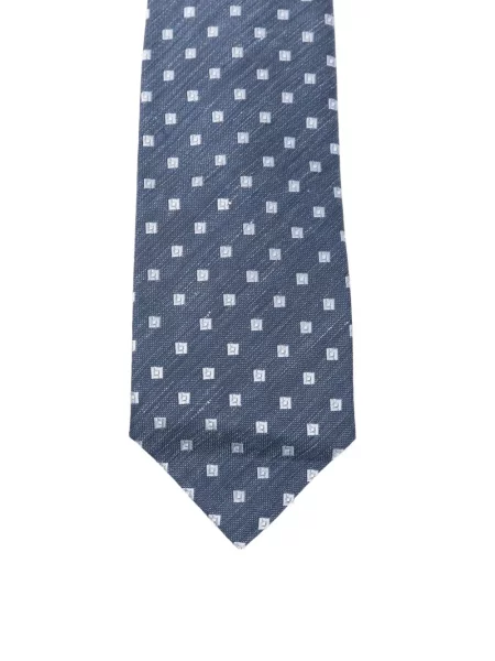 Cravată Barba cu imprimeu geometric albastru