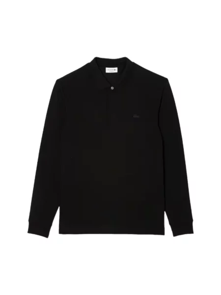 Koszulka polo Lacoste z długim rękawem biznesowa czarna