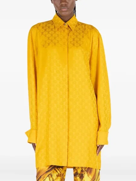 Cămașă Roberto Cavalli cu model piele de șarpe galben