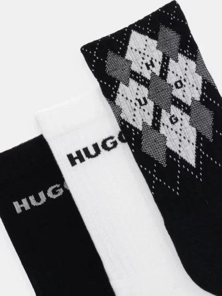 Ponožky HUGO 3P QS RIB ARGYLE CC čierna