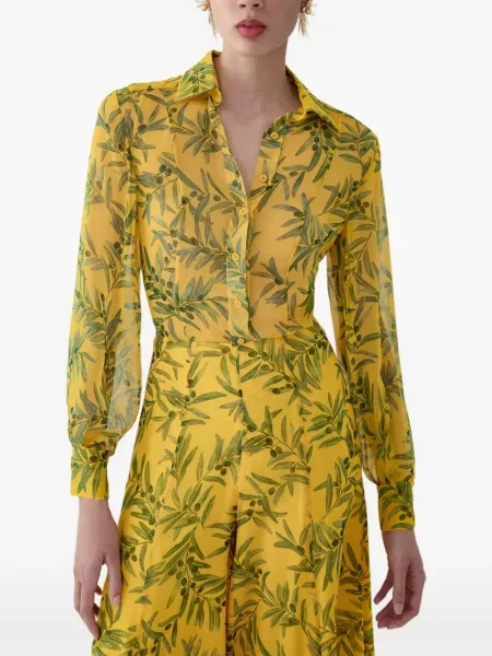 Pantaloni Carolina Herrera cu imagine galben