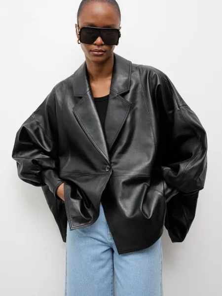 Answear.LAB geacă oversize pentru femei din piele BALO Unscripted Collection negru