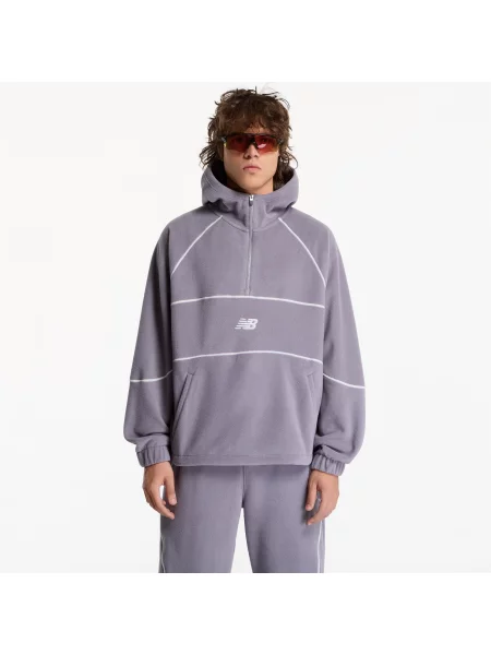 Mikina New Balance Trackside Polar Fleece Hoodie Off-Line Grey XL šedá