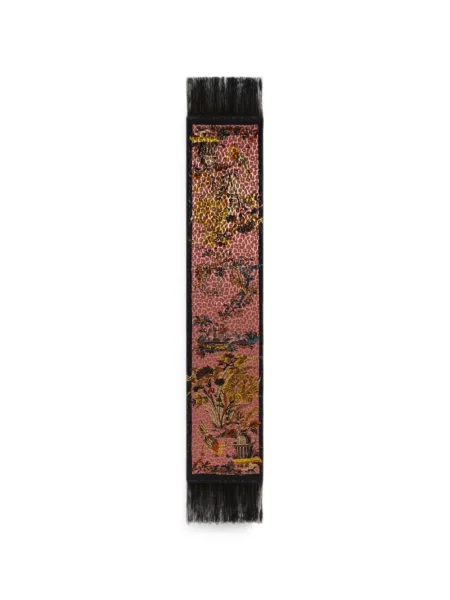 Fular Etro de catifea cu model leopard roz