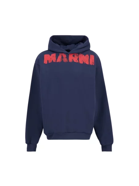 Bluza z kapturem Marni z kapturem niebieska
