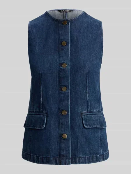 Kamizelka jeansowa o kroju slim fit z mieszanki bawełny i lyocellu Lauren Ralph Lauren niebieska