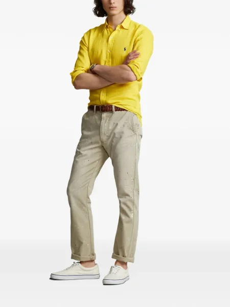 Matlasat tricou polo Polo Ralph Lauren cu decolteu rotund cu autograf roșu