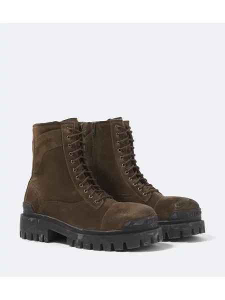 Botine Balenciaga din piele de căprioară verde