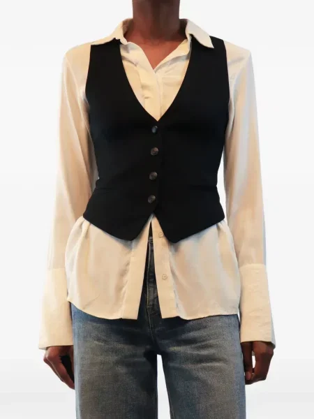 Vestă Rag & Bone cu decolteu în V negru
