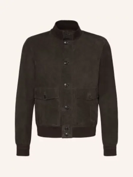 Zegna Skórzana Kurtka braun