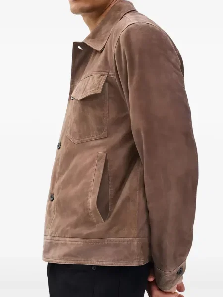 Geacă Rag & Bone din piele de căprioară maro