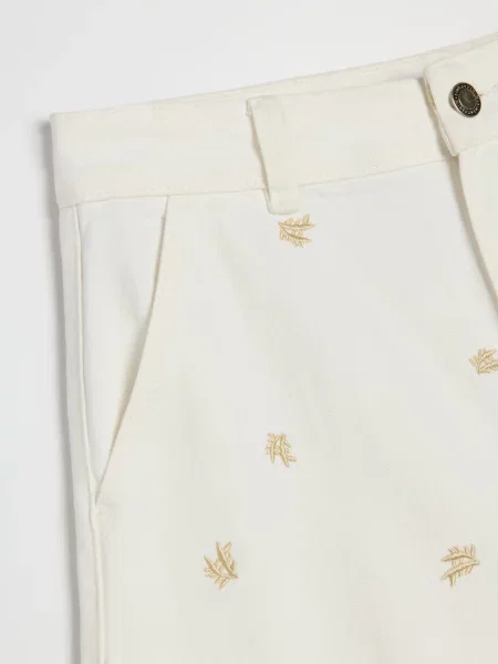 Джинси wide leg з вишивкою білий