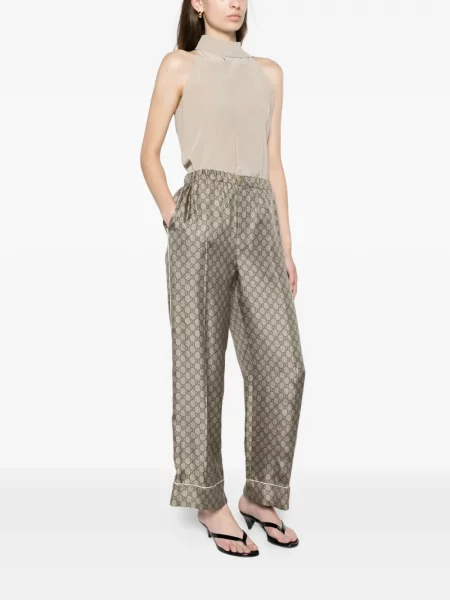 Pantaloni Gucci de mătase cu imagine