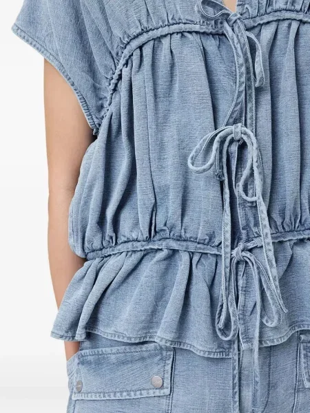 Top Allsaints cu volane albastru