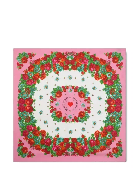 Fular Moschino cu model floral alb