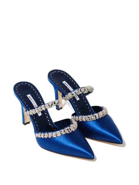 Papuci tip mules Manolo Blahnik de cristal albastru