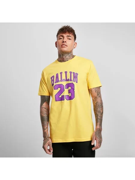 Mister Tee Tričko / tmavě fialová žlutá
