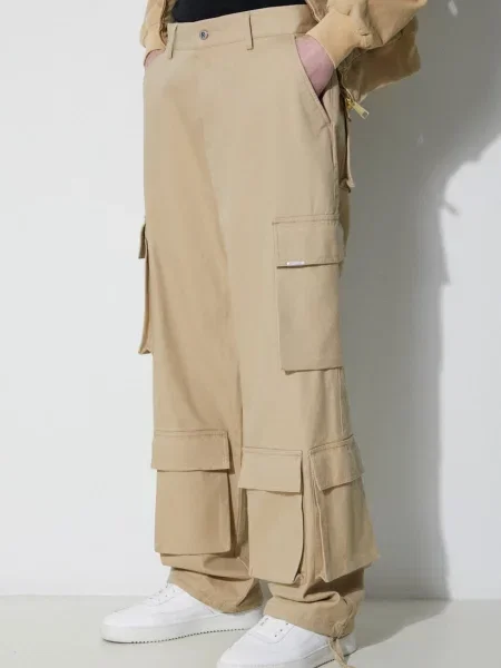 Represent pantaloni de Baggy Cargo Pant cu fason cargo bej