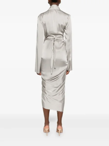 Rochie midi Rick Owens drapată până la genunchi de costum gri