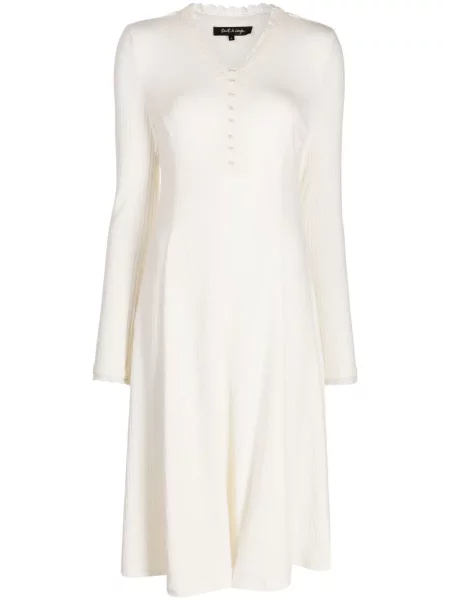 Rochie Tout A Coup cu broderie tricotate de costum alb