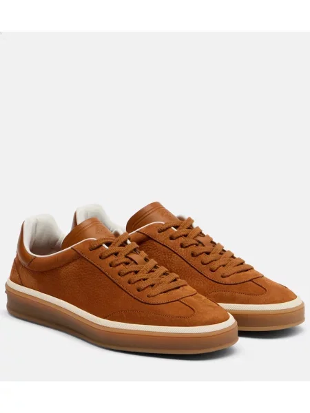 Sneakerși Loro Piana din piele tenis maro