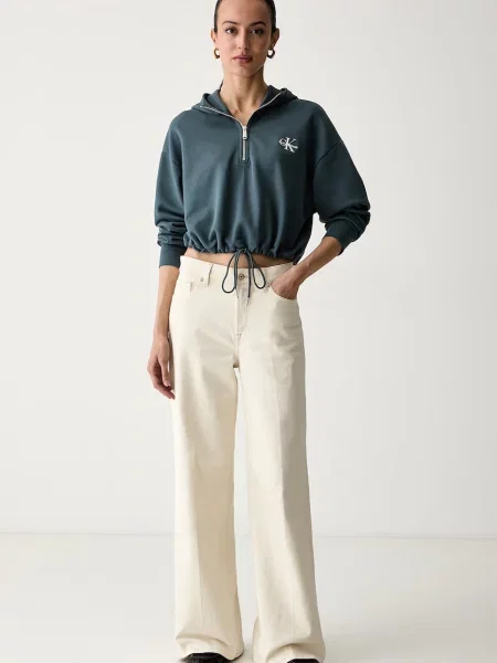 Palton Calvin Klein Jeans cu glugă verde
