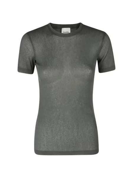 Tricou Nanushka cu decolteu rotund verde