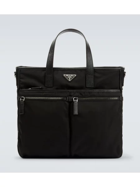 Usnjena torba Prada črna