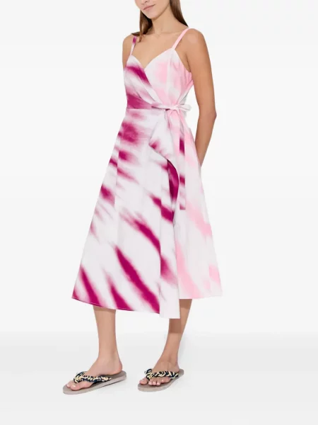 Костюм миди рокля Rosie Assoulin с tie-dye ефект до коляното розово