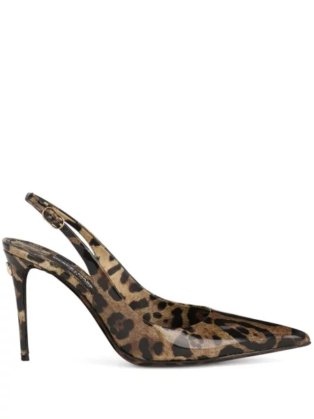 Pantofi cu toc Dolce & Gabbana cu imagine cu model leopard slingback maro