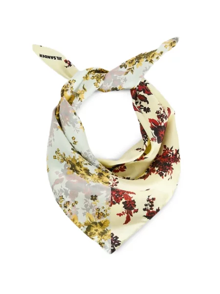Fular Jil Sander de mătase cu model floral cu imagine